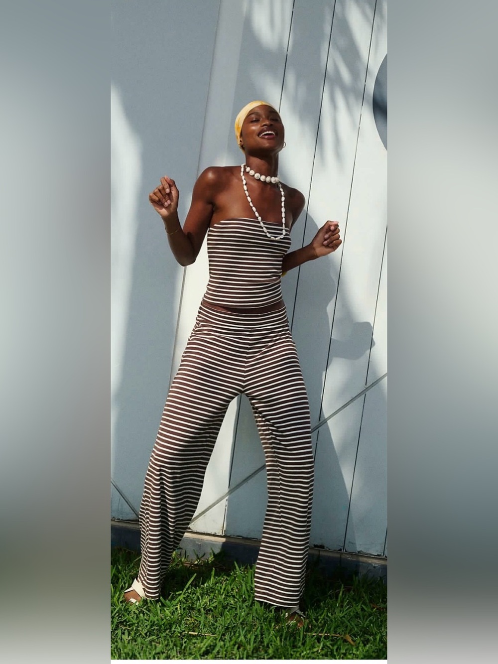 We the Free Striped Brown & White Sailor Set - L